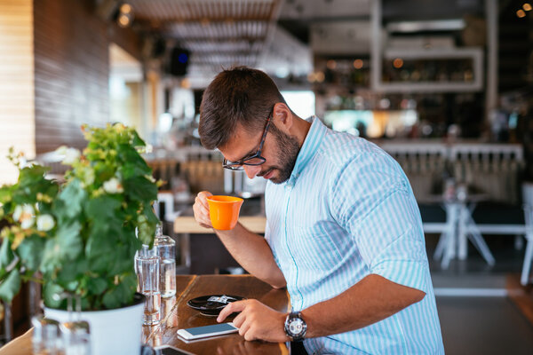Texting while drinking coffee