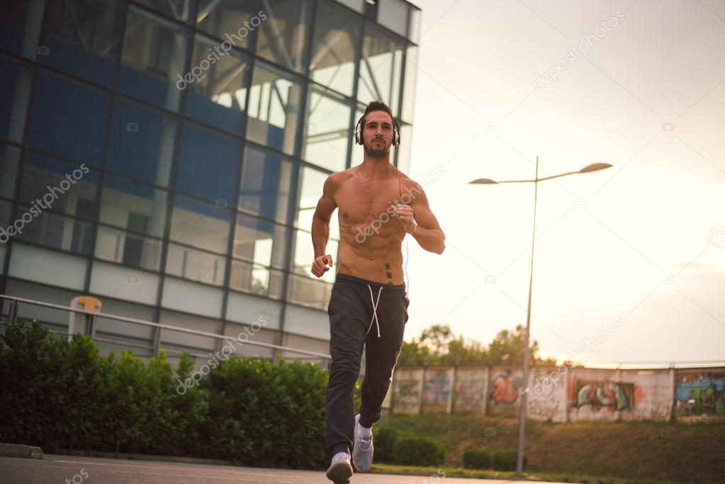 Young male jogging