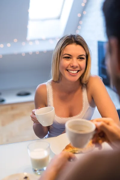 Drinking morning coffee — Stock Photo, Image