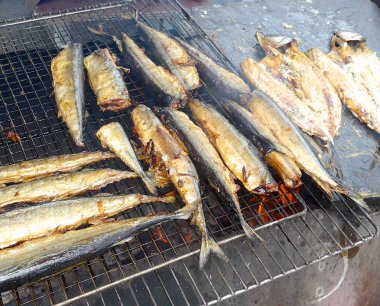 Kavrulmuş balık closeup ızgara