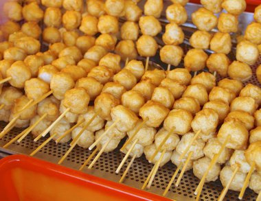  Fried ahtapot topları closeup Tayvan