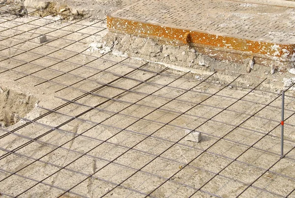 Sidewalk construction for pavement work at town — Stock Photo, Image