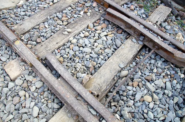 Nära beskåda av järnvägsspår — Stockfoto