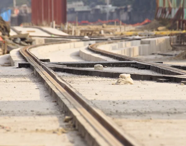 Le chantier de construction d'un nouveau système de transport rapide par train léger — Photo