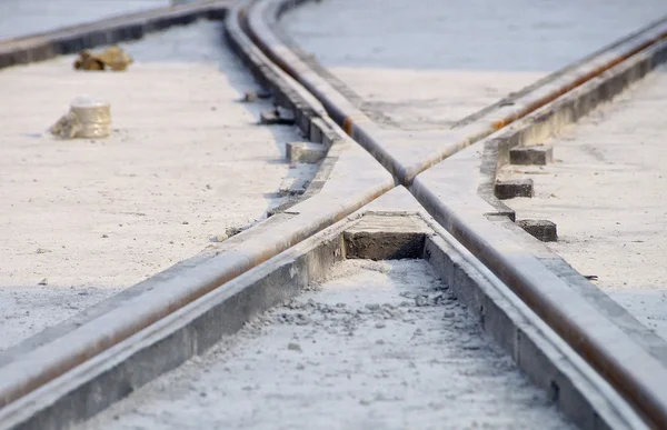 Le chantier de construction d'un nouveau système de transport rapide par train léger — Photo