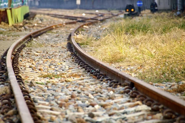 De nauwe weergave van spoorlijn — Stockfoto