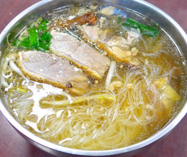 The close view of duck with noodles in Taiwan