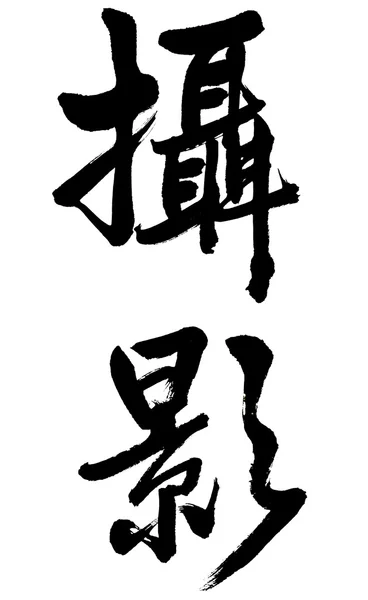 Les mots "she ying" en calligraphie chinoise signifient "photographie", isolé sur fond blanc — Photo