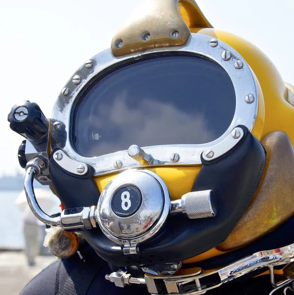 The close up of deep sea diving helmet — Stock Photo, Image