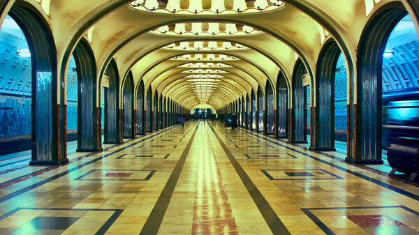 russia 2020. Mayakovsky Metro Station. general plan color