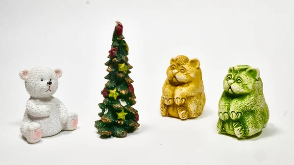 Decoraciones Navidad Forma Animales Que Sientan Alrededor Árbol Navidad Juguete — Foto de Stock