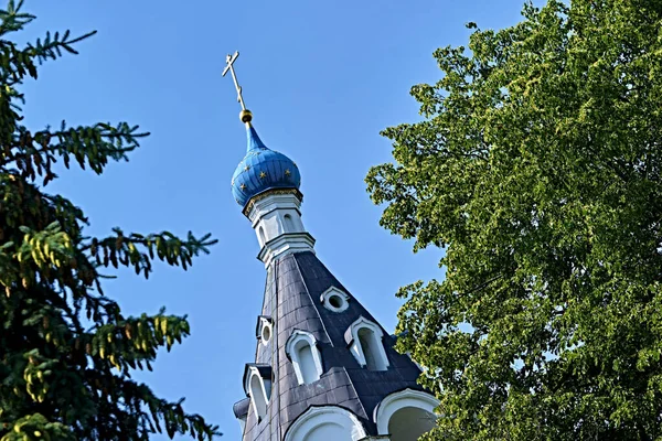 Russland 2020 Kirchturmkuppeln Hinter Einem Ast Gesamtplan Farbe — Stockfoto