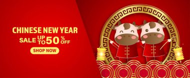 Çin Yeni Yılı 2021 Öküz Bayrağı .