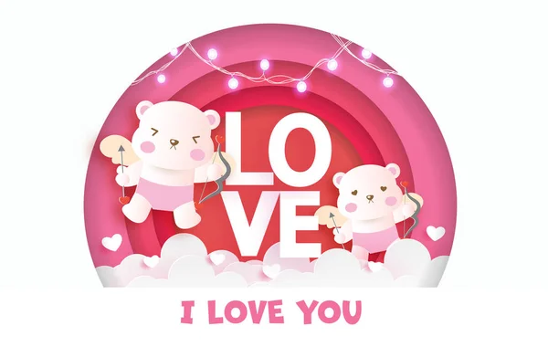 Tarjeta Felicitación Del Día San Valentín Con Lindo Cupido — Vector de stock
