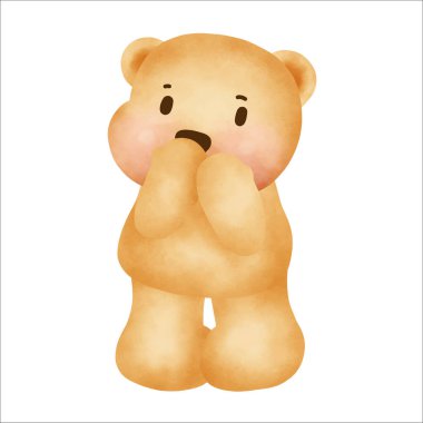 İyi ki doğdun, tebrik kartı beyaz arka planda oyuncak ayıyla..