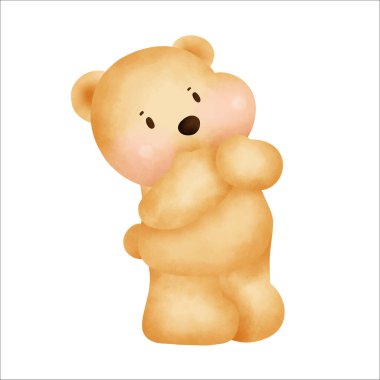 Su rengi el çizimi oyuncak ayı..