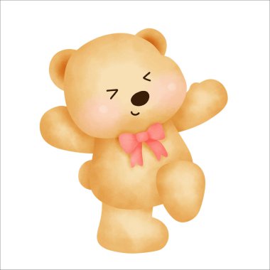 Su rengi el çizimi oyuncak ayı..