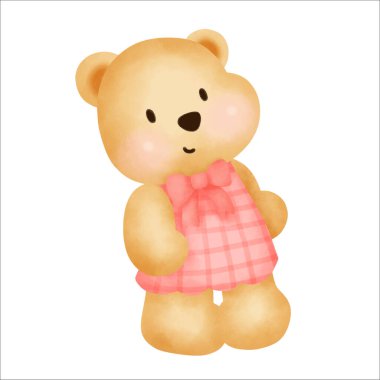 Su rengi el çizimi oyuncak ayı..