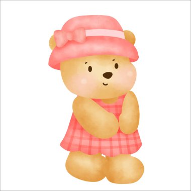 Su rengi el çizimi oyuncak ayı..