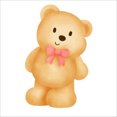 Su rengi el çizimi oyuncak ayı..