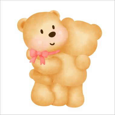 Su rengi el çizimi oyuncak ayı. .