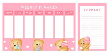 Sevimli tek boynuzlu atı olan haftalık planlayıcı..