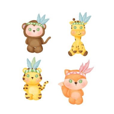 El yapımı boho hayvanları koleksiyonu.