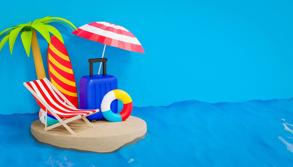 Summer background 3d redering .