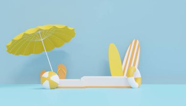 Bir ürün için yaz podyumu, Yaz arkaplan 3D resing .