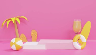 Bir ürün için yaz podyumu, Yaz arkaplan 3D resing .