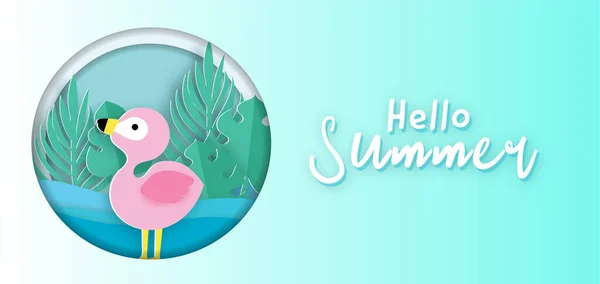 Banner Verão Com Flamingo Tropical —  Vetores de Stock