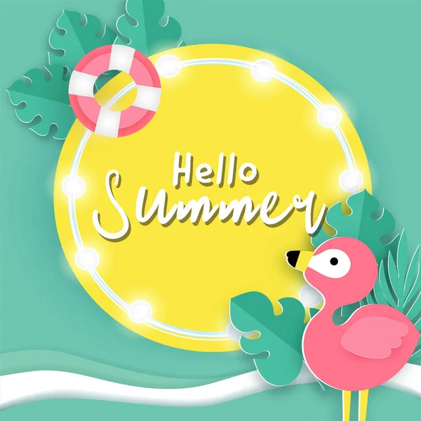 Banner Verão Com Flamingo Tropical Elementos Verão —  Vetores de Stock