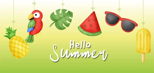 夏の要素と夏のバナー — ストックベクタ