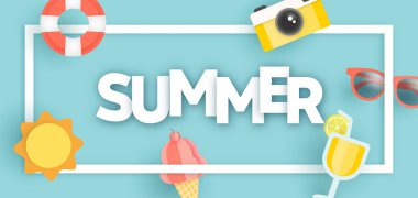 Yaz indirimi afişi n kağıt kesim stili