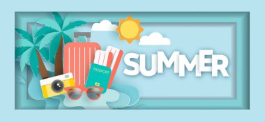 Kağıt kesim tarzında yaz unsurları içeren indirimli pankart