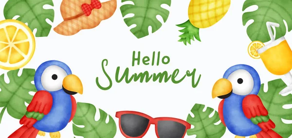 夏の要素と夏のバナー — ストックベクタ