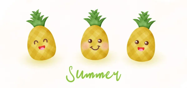 Tropischer Sommer Banner Mit Geschnittener Ananas — Stockvektor