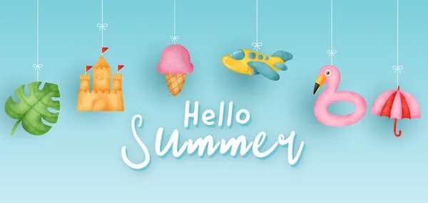 Summer Banner Summer Elements — Stock Vector