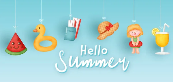 Banner Verano Con Elementos Verano — Vector de stock