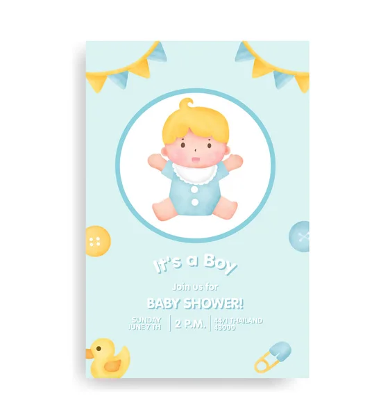 Baby Shower Card Lovely Elements — Stock Vector