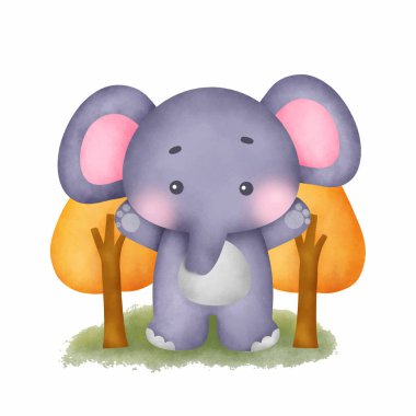 El çizimi suluboya sevimli bir fil .