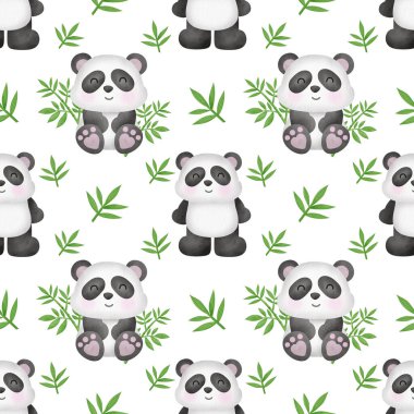 Bambu desenli suluboya panda
