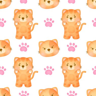 Sevimli turuncu kedi pürüzsüz desenler.