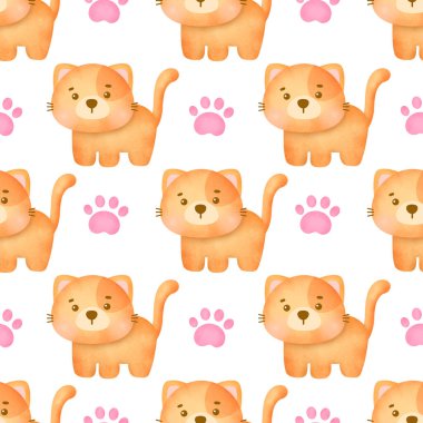 Sevimli turuncu kedi pürüzsüz desenler.