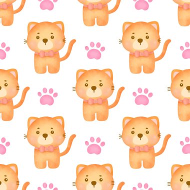 Sevimli turuncu kedi pürüzsüz desenler.