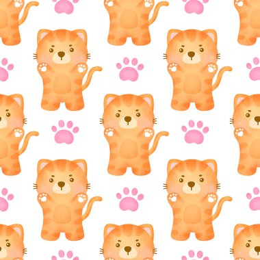 Sevimli turuncu kedi pürüzsüz desenler.