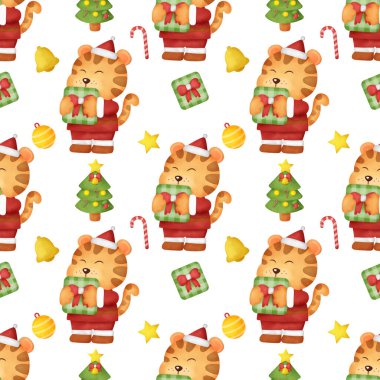 Suluboya kaplan noeli kusursuz desenler.