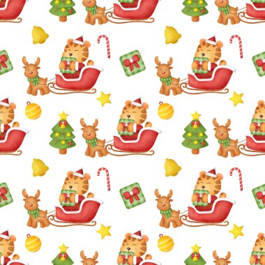 Suluboya kaplan noeli kusursuz desenler.