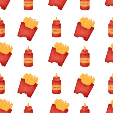 Suluboya fast food kusursuz desenler.