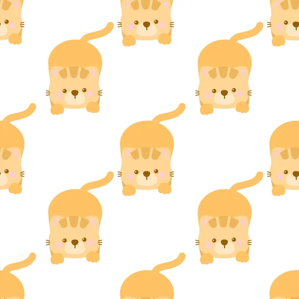 Niedliche Orangefarbene Katze Nahtlose Muster — Stockfoto